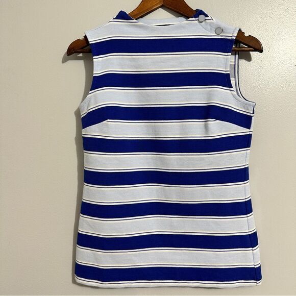 Talbots Sleeveless High Neck Tank Ribbed Bright Wide Stripes Stretchy. Size XS - Picture 1 of 5